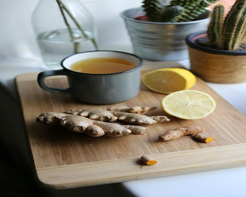 A steaming cup of ginger tangawizi tea